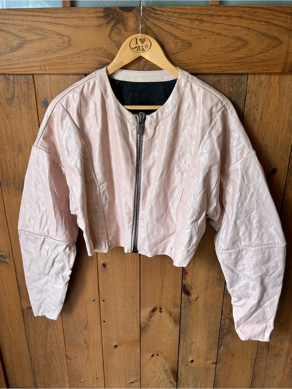 ALO Yoga Blush Pink Cropped Bomber Jacket
